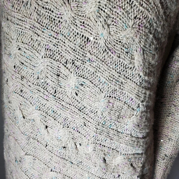cb Established 1962 Beige Asymmetrical Sequin Knit Crewneck Sweater Size 1X - Picture 9 of 16